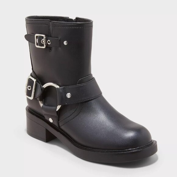 Universal Thread Shoes - Universal Thread Boot Connor Harness Buckle Ankle Women Size 5 Black 1.75 Heel.…